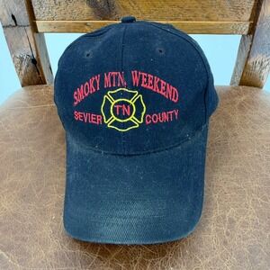 Anvil Smoky Mtn Weekend Sevier County TN Fire Dept Hat OSFA Black Good Strapback